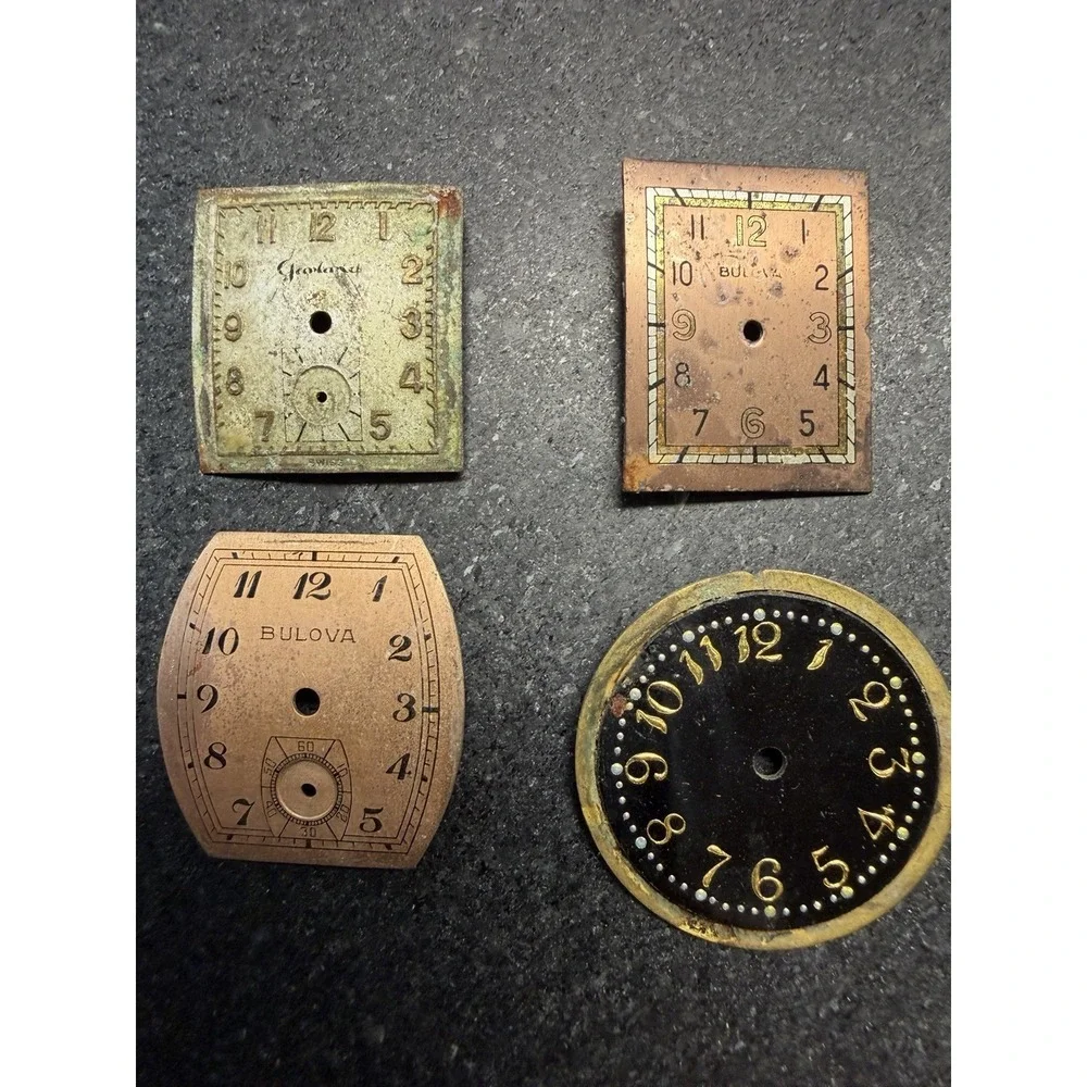 Watch Dial Lot 47 Pieces Bulova Elgin Waltham Gruen Art Deco Parts